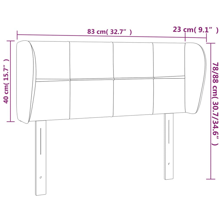 Hoofdbord met randen 83x23x78/88 cm stof taupe