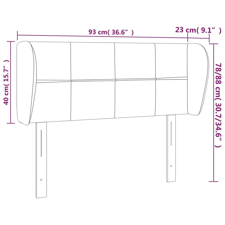 Hoofdbord met randen 93x23x78/88 cm stof taupe