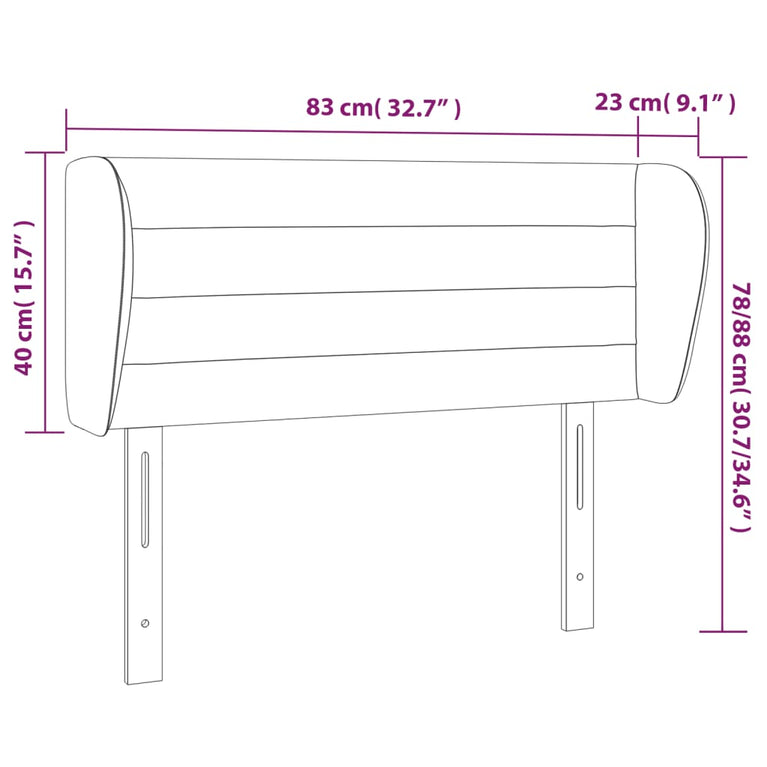 Hoofdbord met randen 83x23x78/88 cm stof taupe