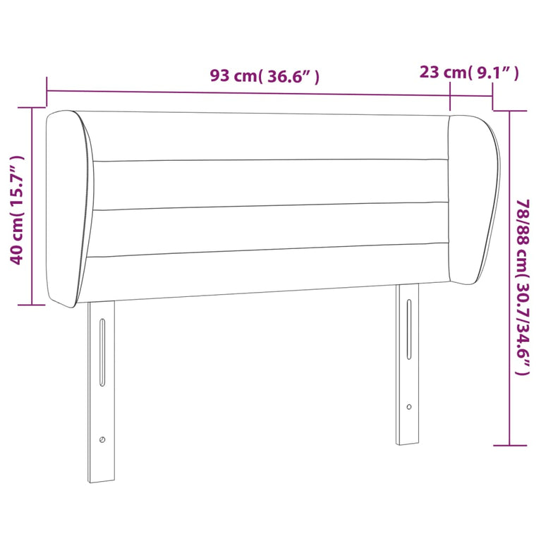 Hoofdbord met randen 93x23x78/88 cm stof taupe