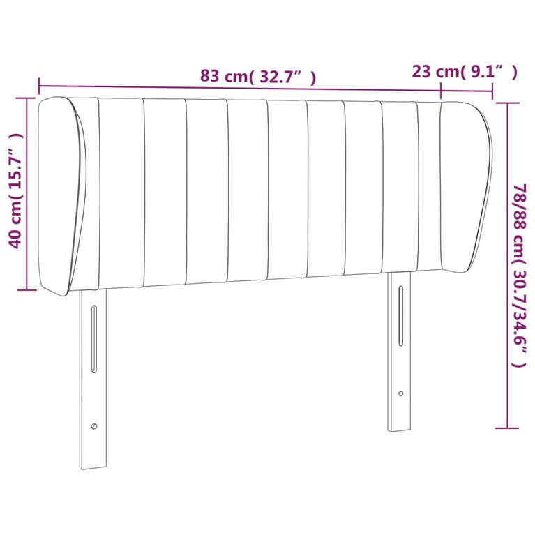 Hoofdbord met randen 83x23x78/88 cm stof taupe