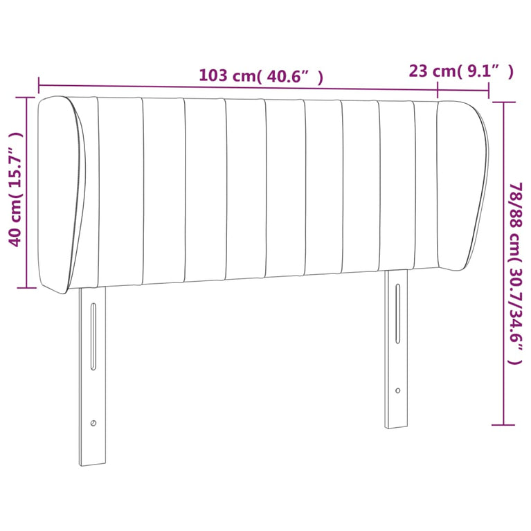 Hoofdbord met randen 103x23x78/88 cm stof taupe
