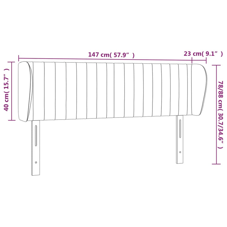 Hoofdbord met randen 147x23x78/88 cm stof taupe