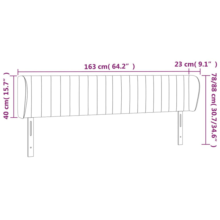 Hoofdbord met randen 163x23x78/88 cm stof taupe