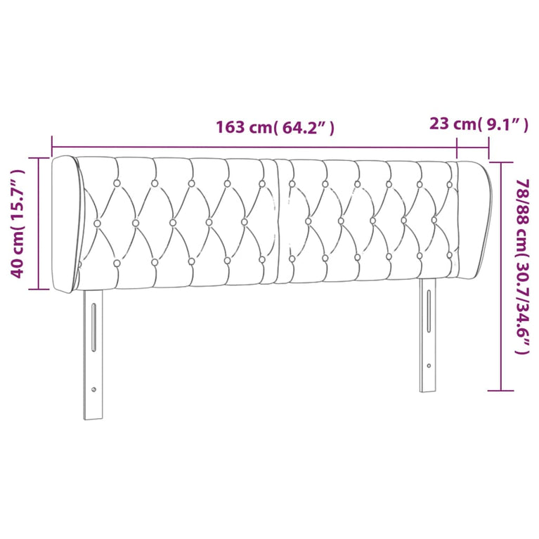 Hoofdbord met randen 163x23x78/88 cm stof taupe