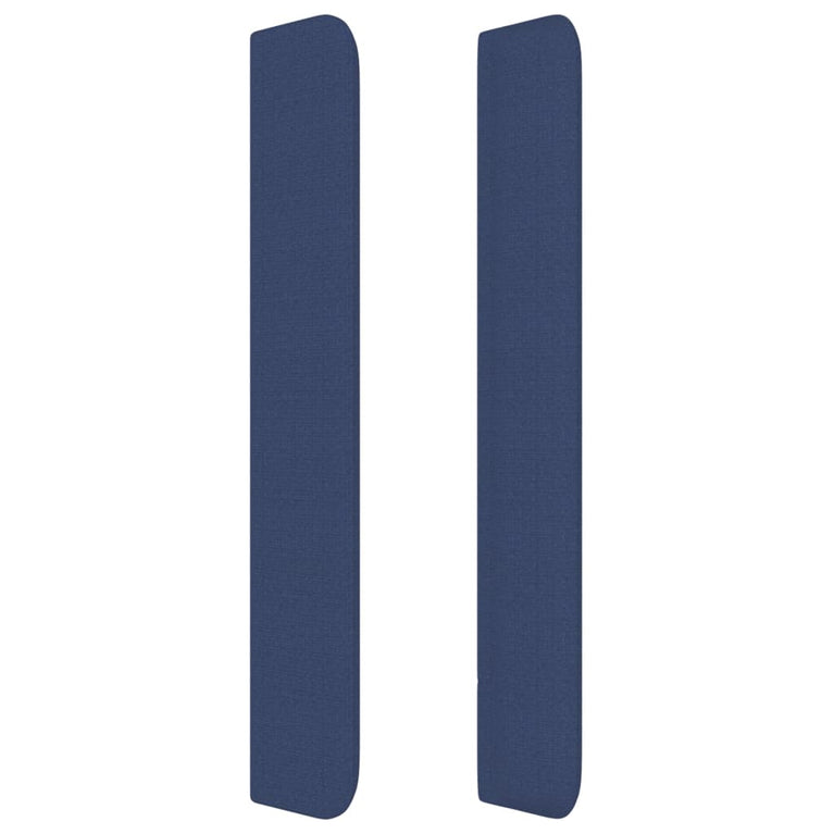 Hoofdbord met randen 147x16x118/128 cm stof blauw