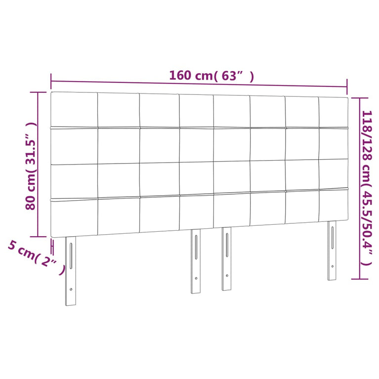 Hoofdbord LED 160x5x118/128 cm stof zwart