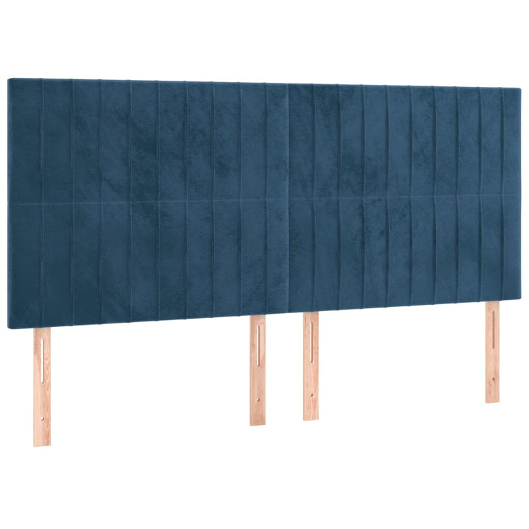 Hoofdbord LED 180x5x118/128 cm fluweel donkerblauw