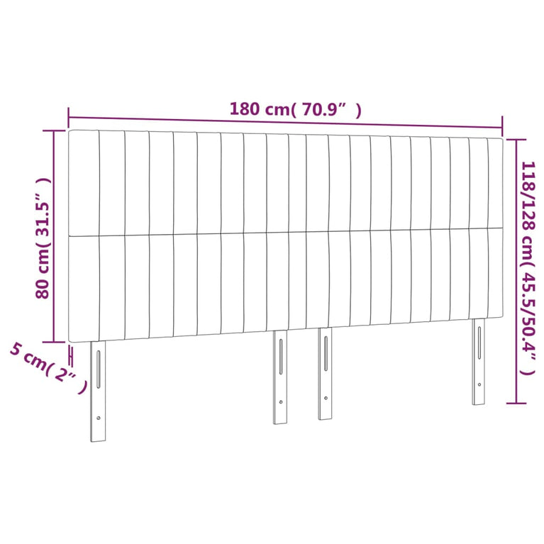 Hoofdbord LED 180x5x118/128 cm fluweel donkerblauw