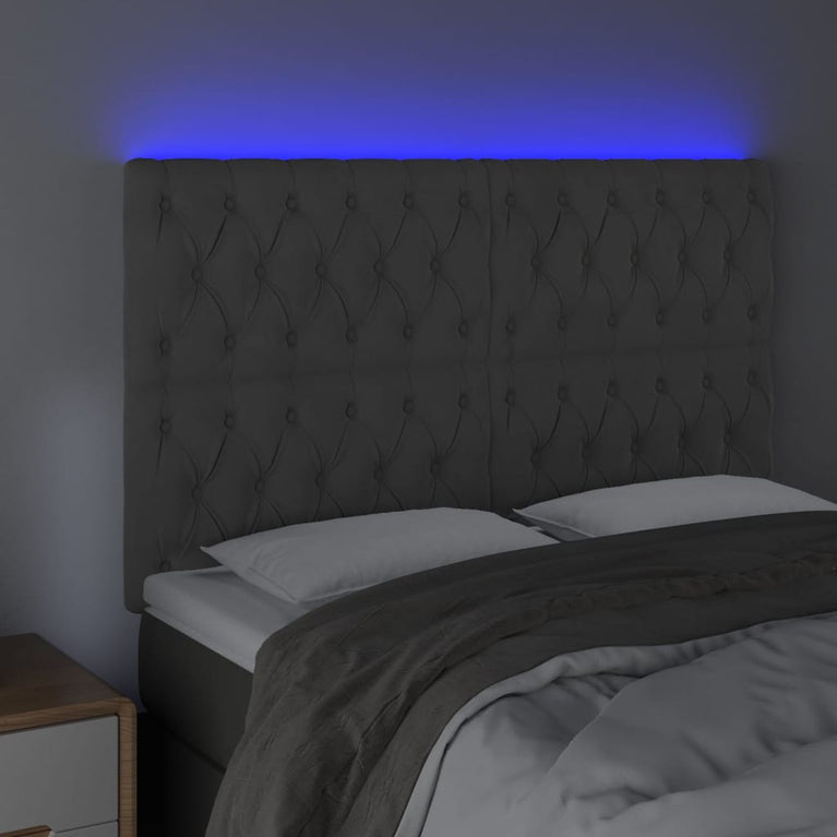 Hoofdbord LED 144x7x118/128 cm fluweel donkergrijs