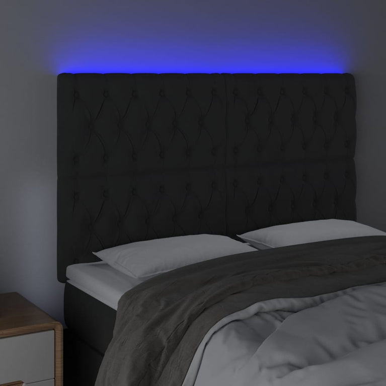 Hoofdbord LED 160x7x118/128 cm fluweel zwart