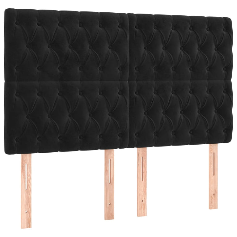 Hoofdbord LED 160x7x118/128 cm fluweel zwart