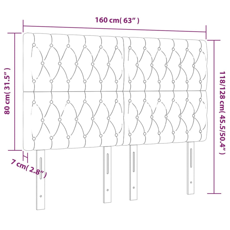 Hoofdbord LED 160x7x118/128 cm fluweel zwart