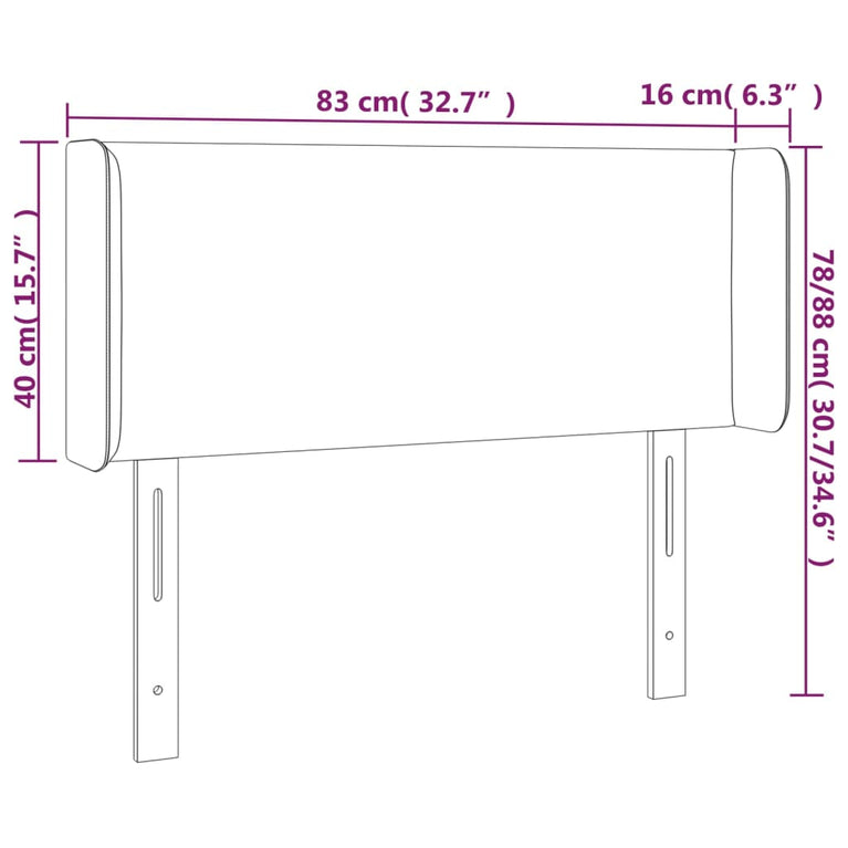 Hoofdbord LED 83x16x78/88 cm stof crèmekleurig