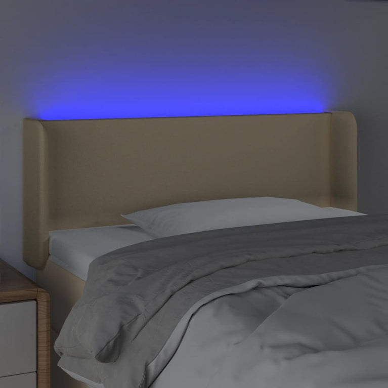 Hoofdbord LED 103x16x78/88 cm stof crèmekleurig