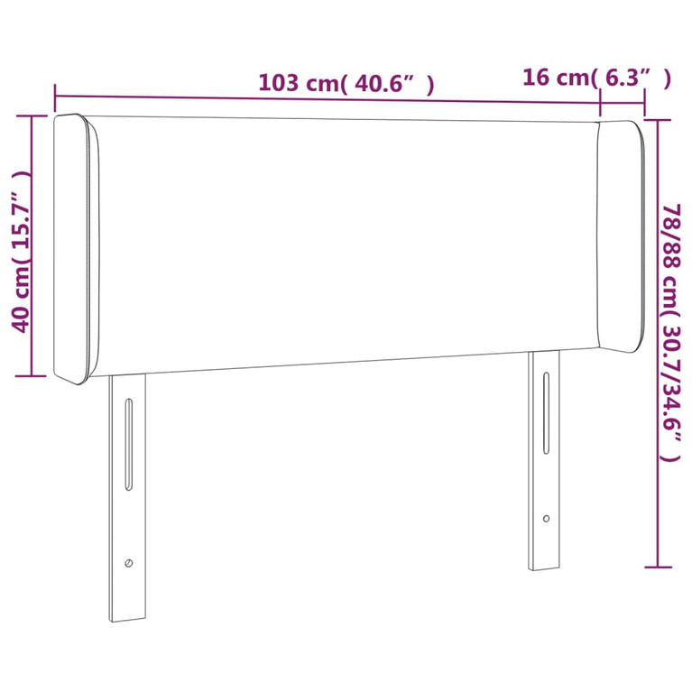 Hoofdbord LED 103x16x78/88 cm stof crèmekleurig