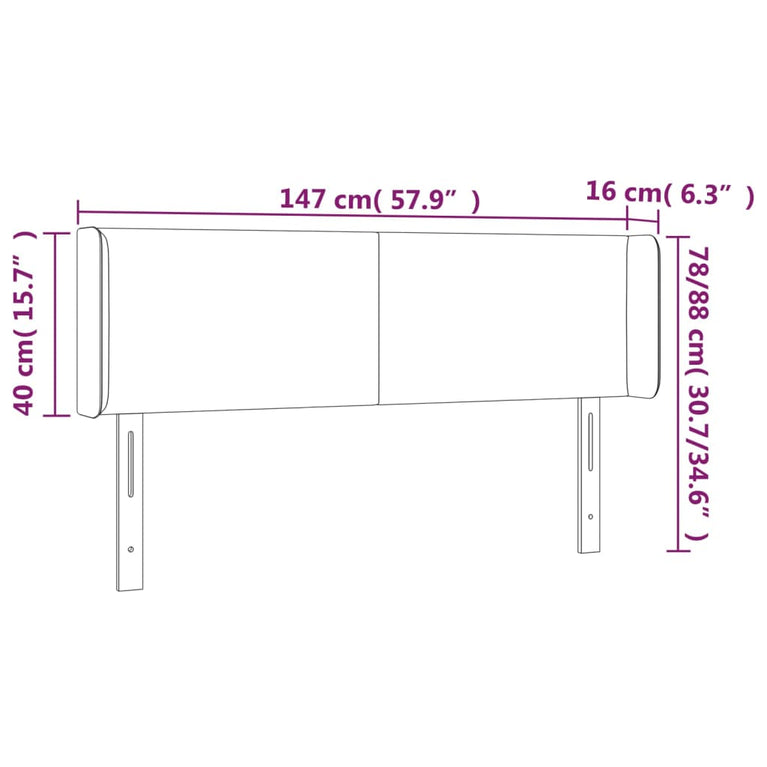 Hoofdbord LED 147x16x78/88 cm stof crèmekleurig