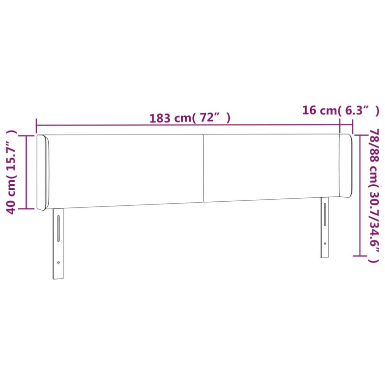Hoofdbord LED 183x16x78/88 cm stof crèmekleurig