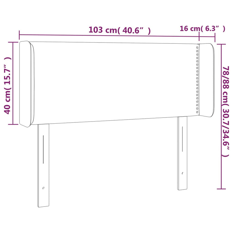 Hoofdbord LED 103x16x78/88 cm stof crèmekleurig