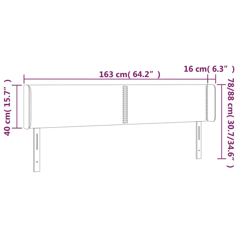 Hoofdbord LED 163x16x78/88 cm stof crèmekleurig