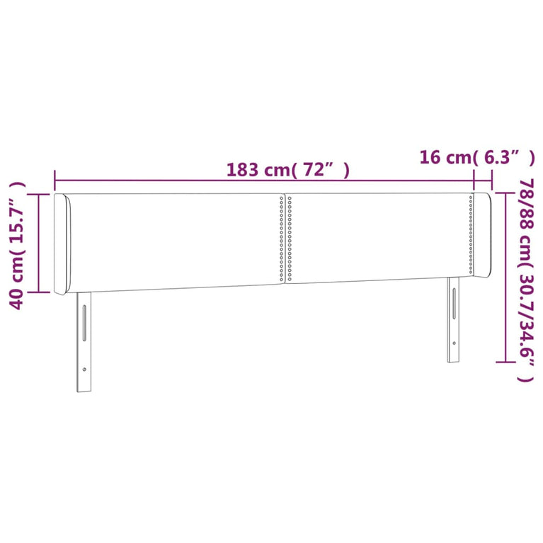 Hoofdbord LED 183x16x78/88 cm stof crèmekleurig