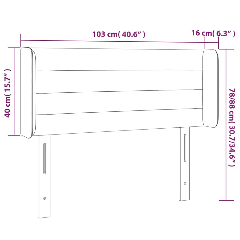 Hoofdbord LED 103x16x78/88 cm stof crèmekleurig