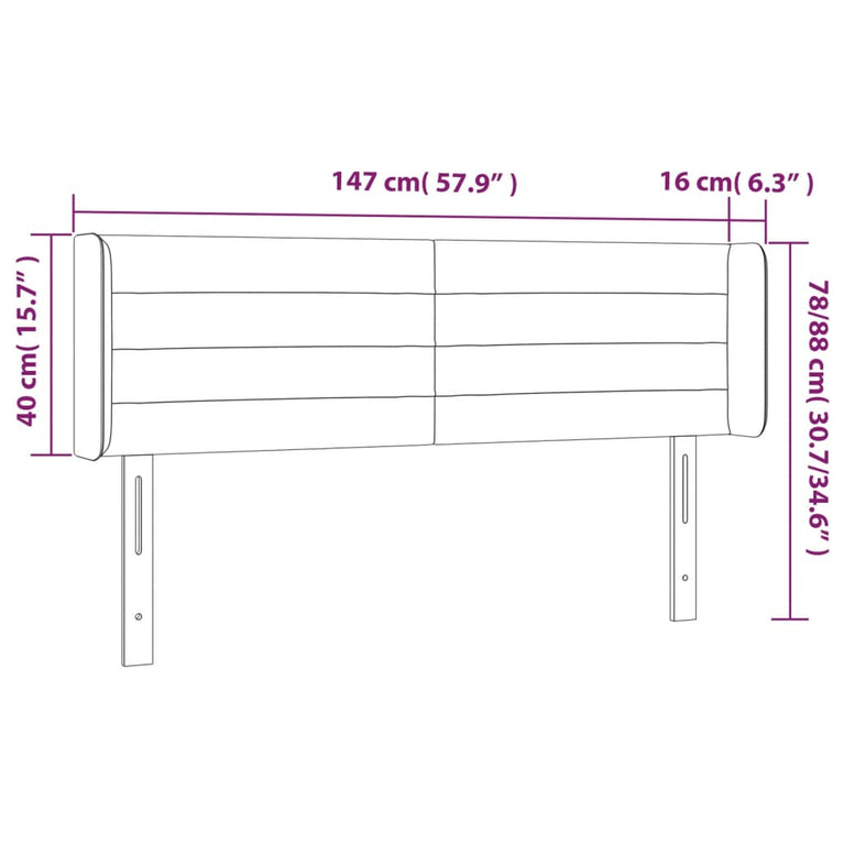 Hoofdbord LED 147x16x78/88 cm stof crèmekleurig