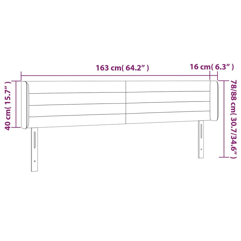 Hoofdbord LED 163x16x78/88 cm stof crèmekleurig