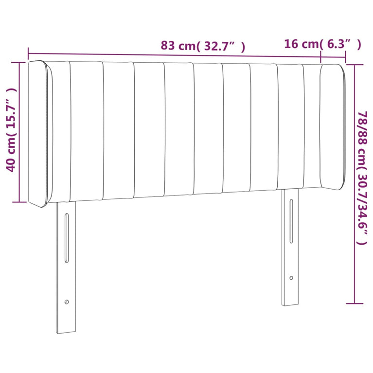 Hoofdbord LED 83x16x78/88 cm stof crèmekleurig