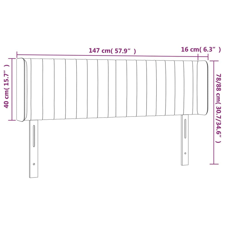 Hoofdbord LED 147x16x78/88 cm stof crèmekleurig