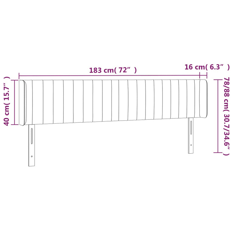 Hoofdbord LED 183x16x78/88 cm stof crèmekleurig