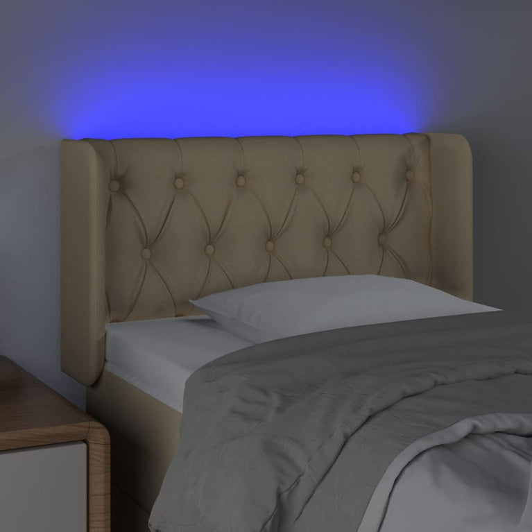 Hoofdbord LED 83x16x78/88 cm stof crèmekleurig