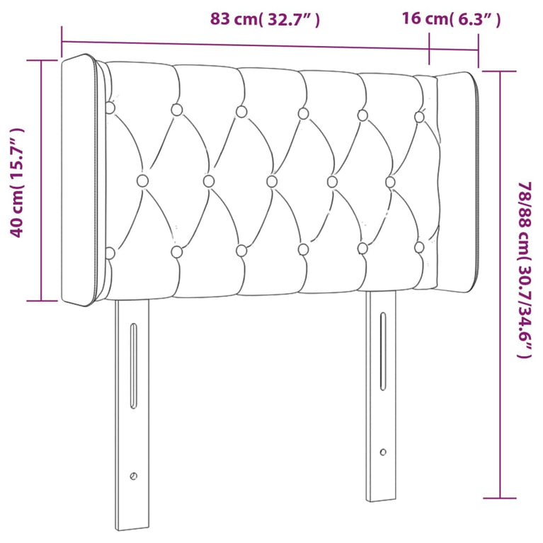 Hoofdbord LED 83x16x78/88 cm stof crèmekleurig