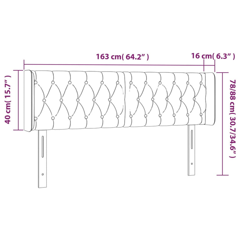 Hoofdbord LED 163x16x78/88 cm stof crèmekleurig