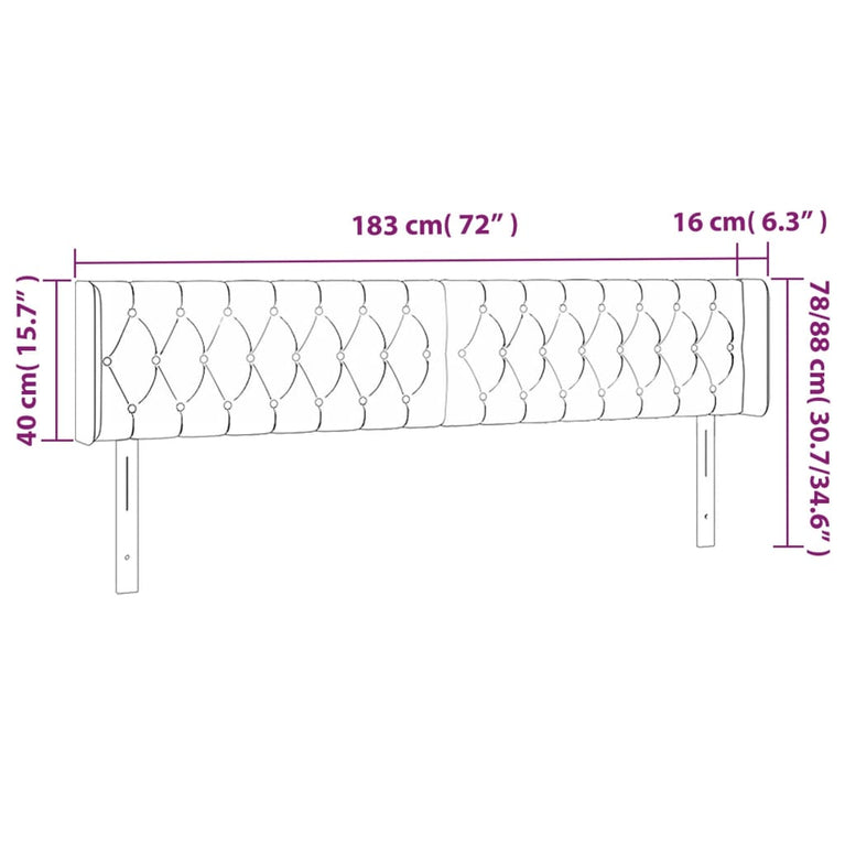 Hoofdbord LED 183x16x78/88 cm stof crèmekleurig