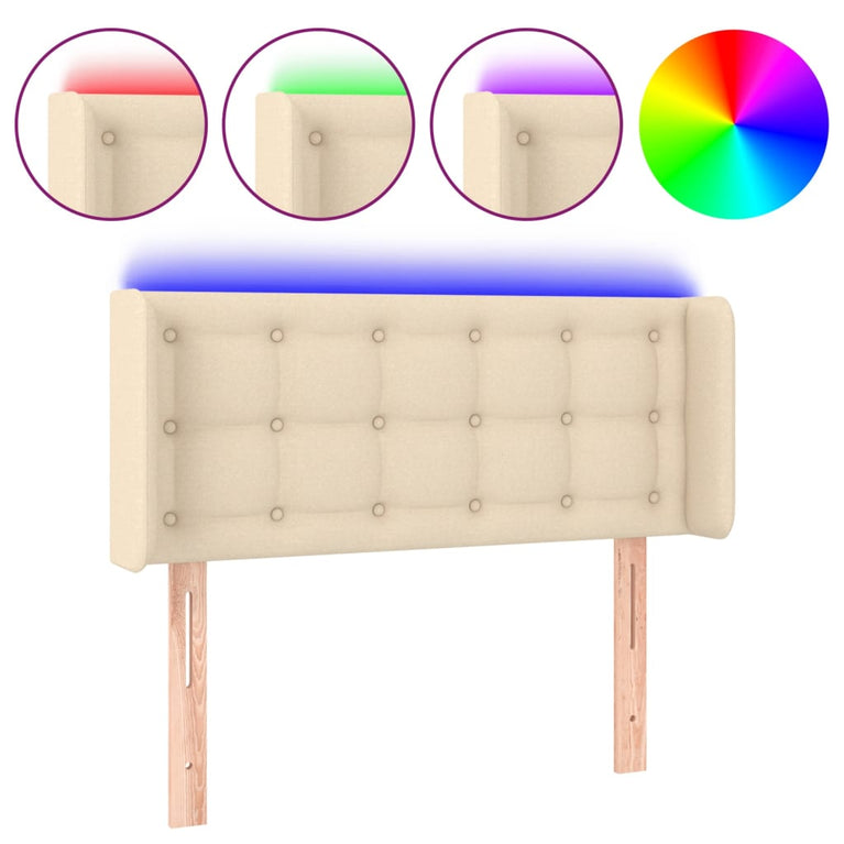 Hoofdbord LED 83x16x78/88 cm stof crèmekleurig