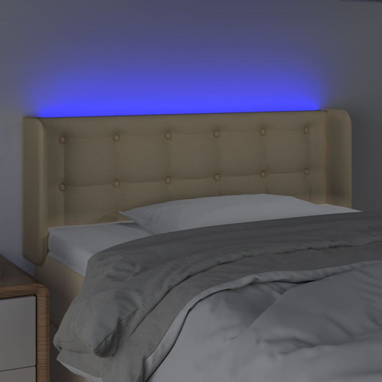 Hoofdbord LED 83x16x78/88 cm stof crèmekleurig