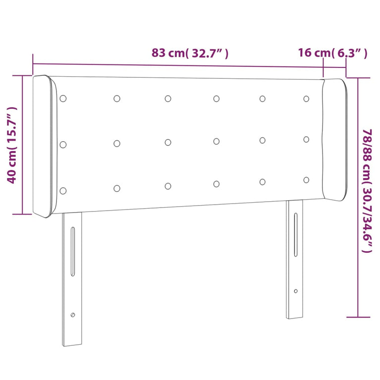 Hoofdbord LED 83x16x78/88 cm stof crèmekleurig