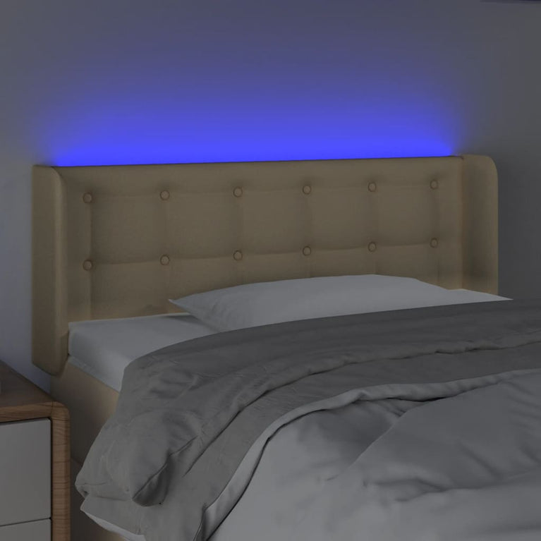 Hoofdbord LED 93x16x78/88 cm stof crèmekleurig