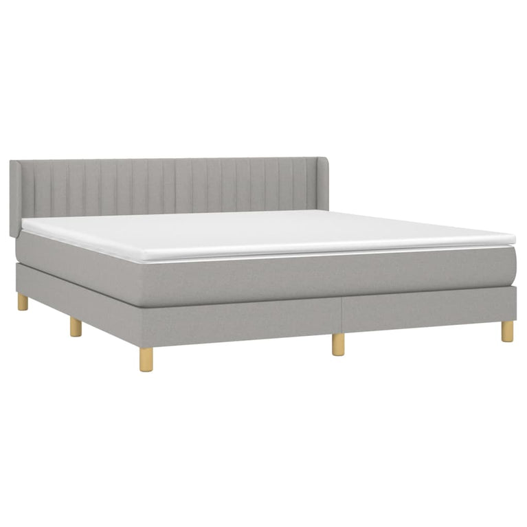 Boxspring met matras stof lichtgrijs 160x200 cm