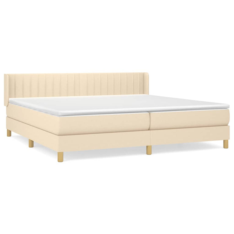 Boxspring met matras stof crèmekleurig 200x200 cm