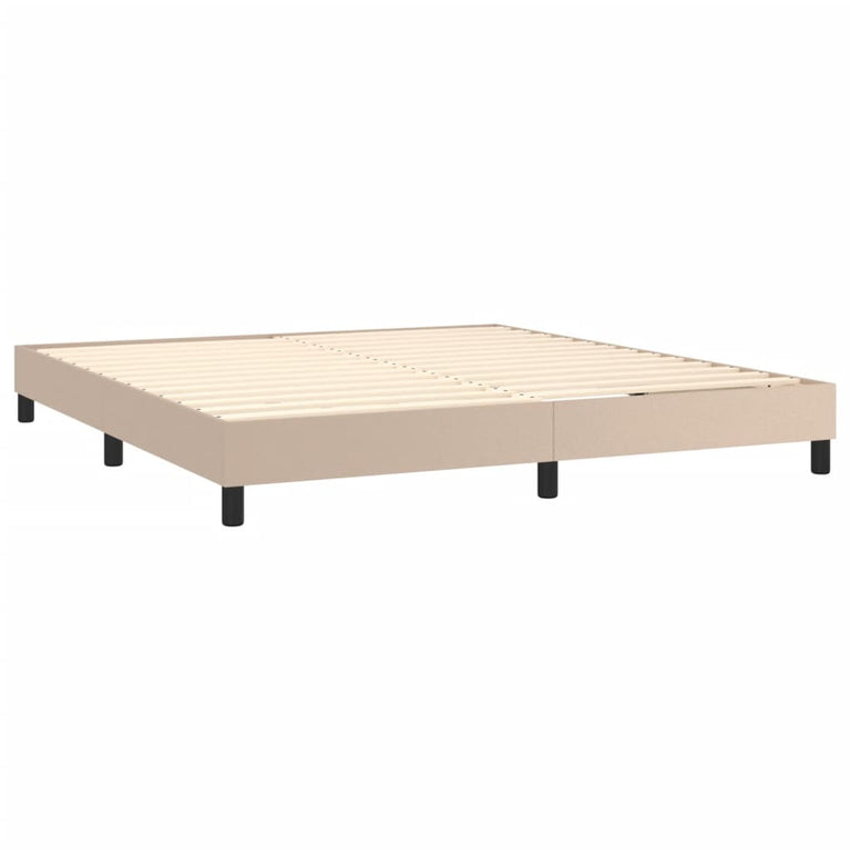 Boxspring met matras kunstleer cappuccinokleurig 180x200 cm