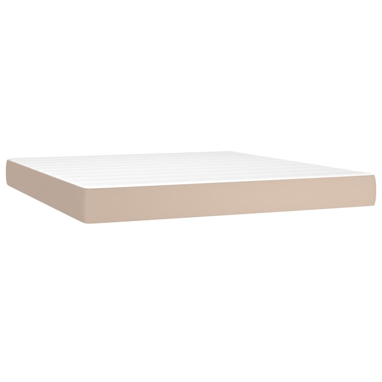 Boxspring met matras kunstleer cappuccinokleurig 180x200 cm