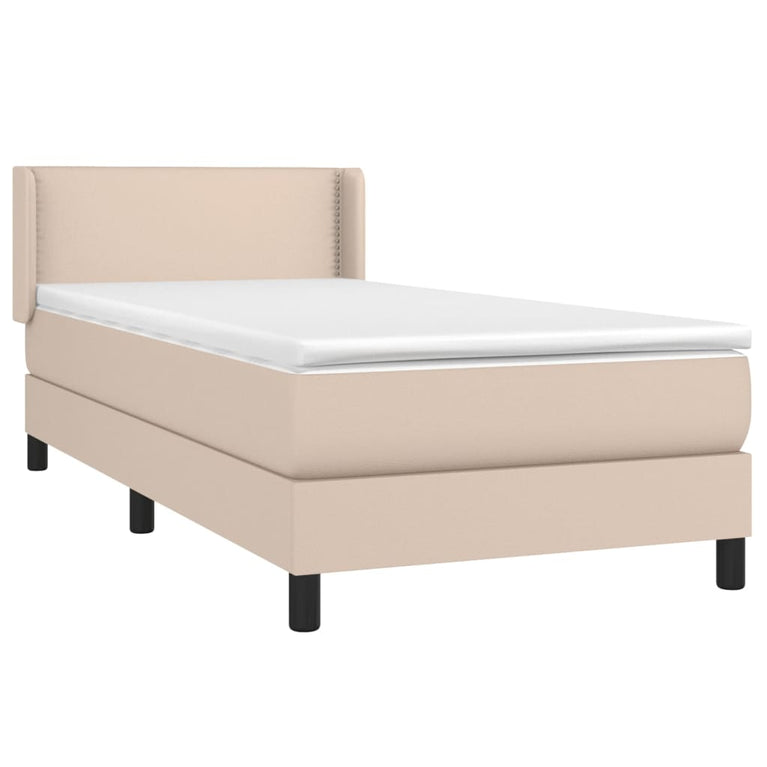Boxspring met matras kunstleer cappuccinokleurig 90x190 cm