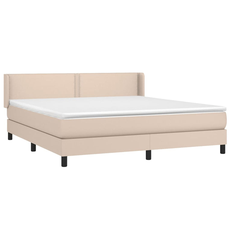 Boxspring met matras kunstleer cappuccinokleurig 180x200 cm