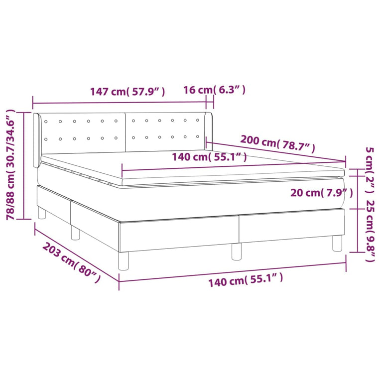 Boxspring met matras kunstleer cappuccinokleurig 140x200 cm