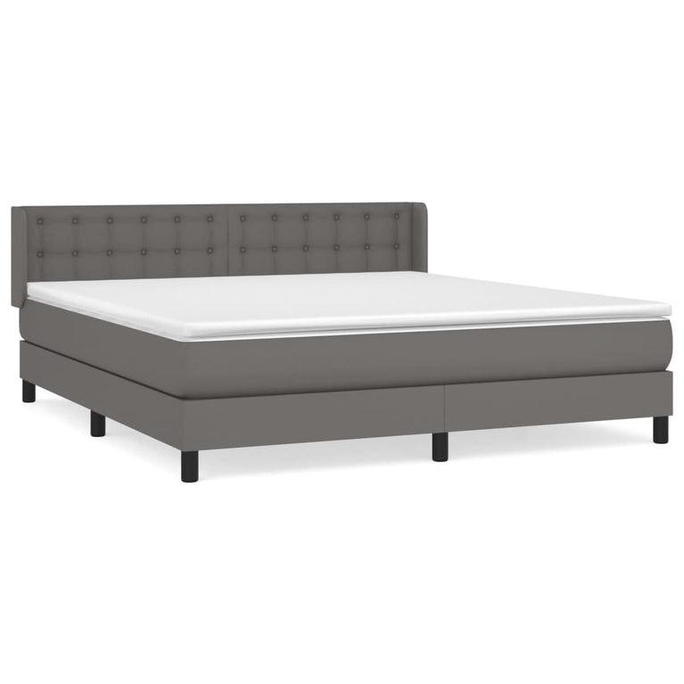 Boxspring met matras kunstleer grijs 160x200 cm