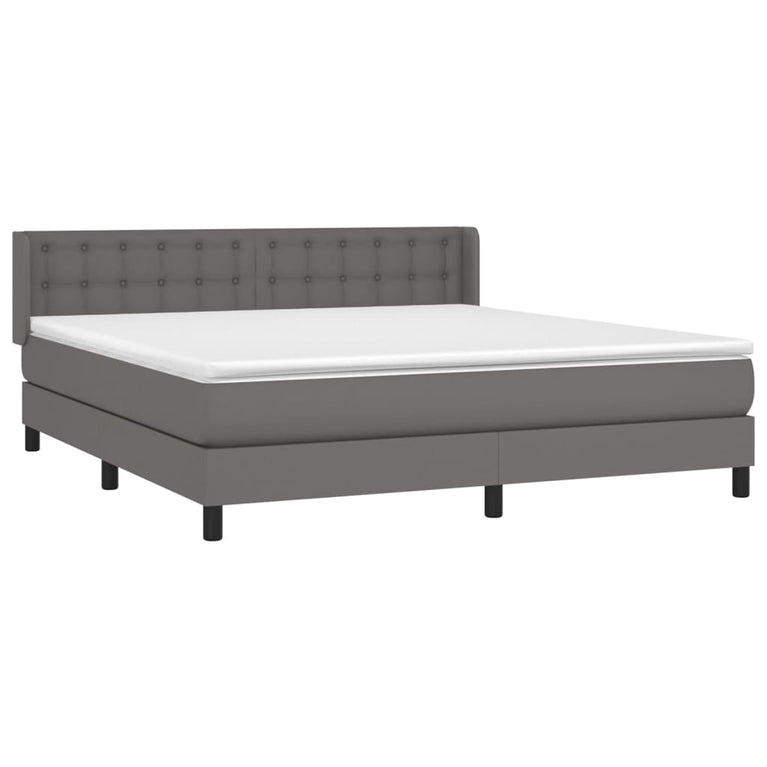 Boxspring met matras kunstleer grijs 160x200 cm