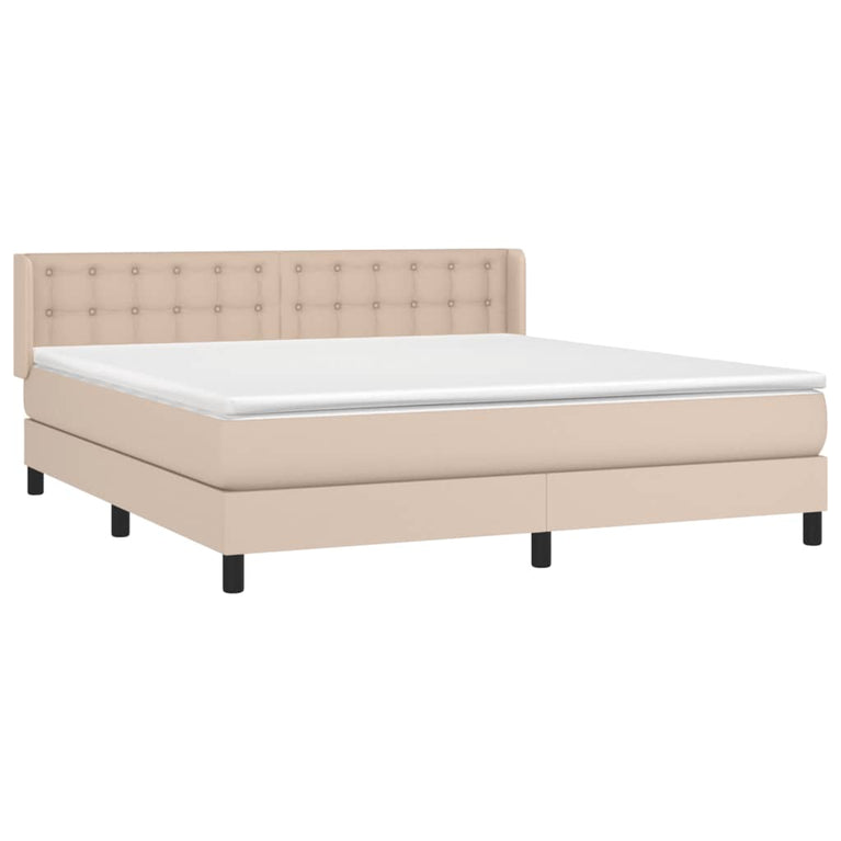 Boxspring met matras kunstleer cappuccinokleurig 160x200 cm
