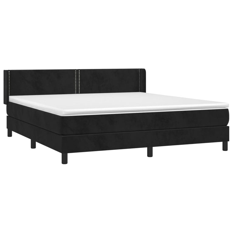 Boxspring met matras fluweel zwart 160x200 cm